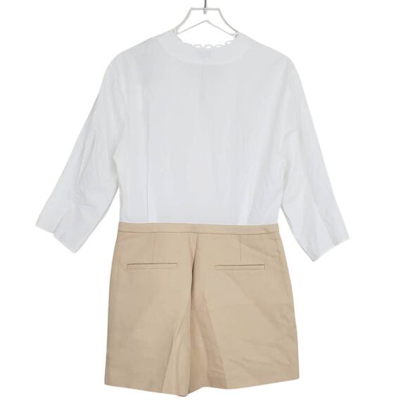 Sandro Paris Warren Beige Scalloped Button Front Romper M NEW Pockets Wide Leg - Picture 6 of 12